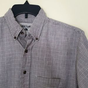 THE GREAT PLAINS Men's Brown Plaid Button Up Shirt Size Large